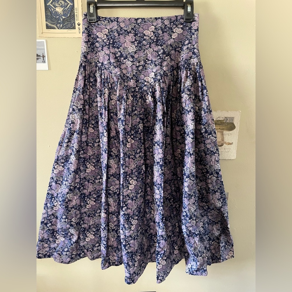 Gunne Sax Blue & Purple Floral Skirt